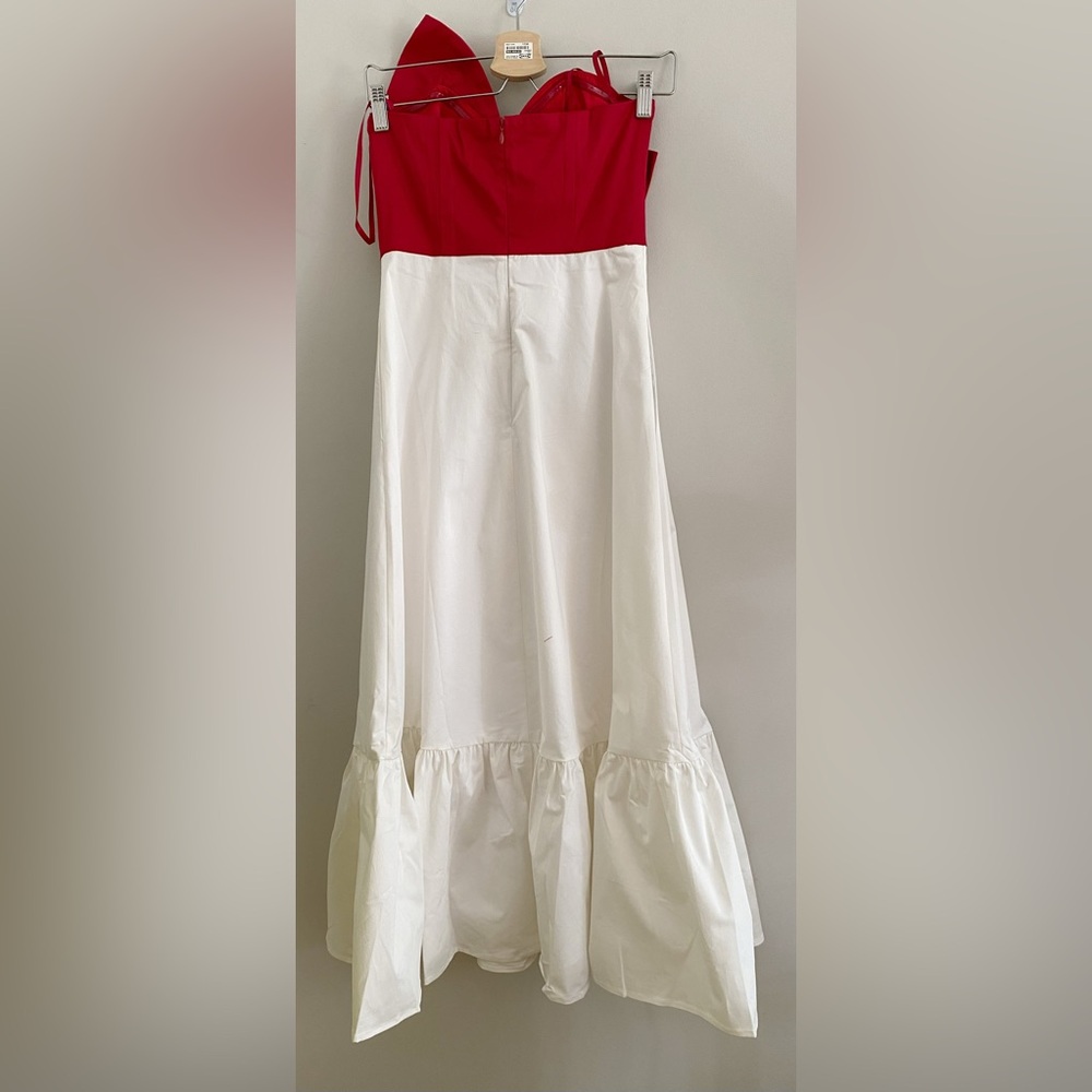 ANTHROPOLOGIE Bow-Tie Maxi Dress size 2 new with tag red white nwt - Picture 11 of 11